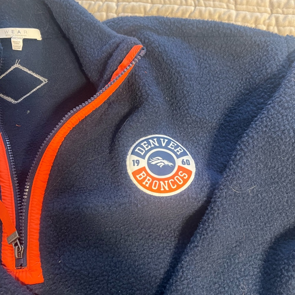 NFL Broncos Blue and Orange Quarter Zip - Picture 3 of 6